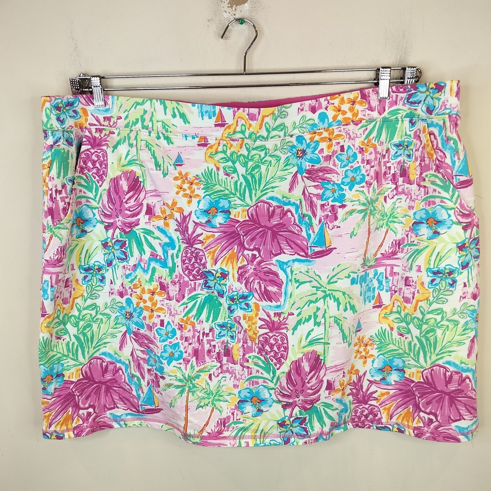 Belle by Kim Gravel Skort Womens 4XT 4X Tall Tropical Floral Pineapple Terry